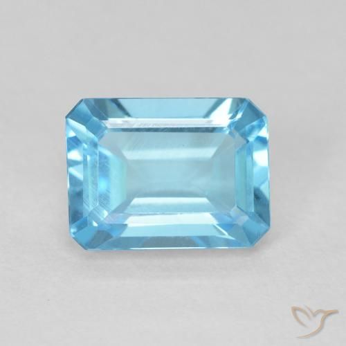 1.90ct Натуральный Свисс-Блю Топаз, Изумрудная огранка, VVS-VS