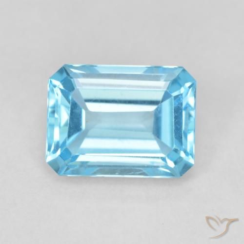 2.02ct Натуральный Свисс-Блю Топаз, Изумрудная огранка, Чистота VVS