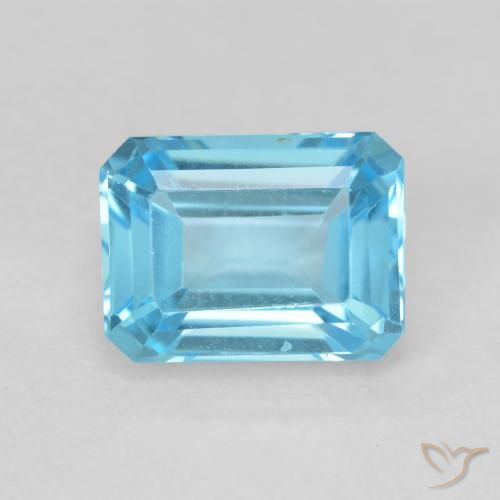 2.19ct Натуральный Свисс-Блю Топаз, Изумрудная огранка, Чистота VVS