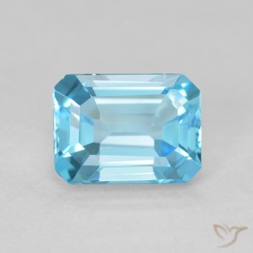 1.86ct Натуральный Свисс-Блю Топаз, Изумрудная огранка, Чистота VVS