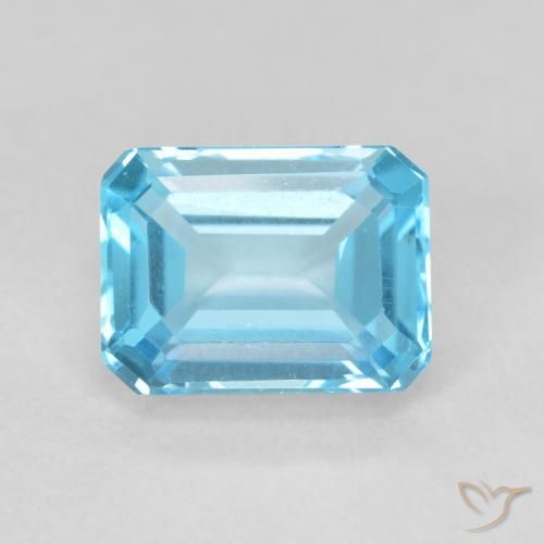 2.16ct Натуральный Свисс-Блю Топаз, Изумрудная огранка, Чистота VVS