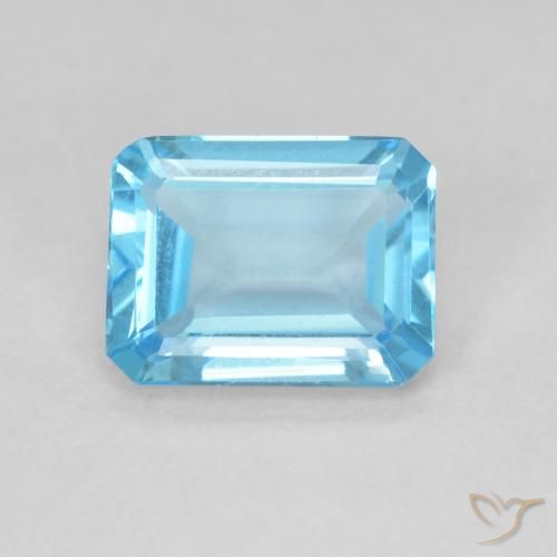 1.70ct Натуральный Свисс-Блю Топаз, Изумрудная огранка, Чистота VVS