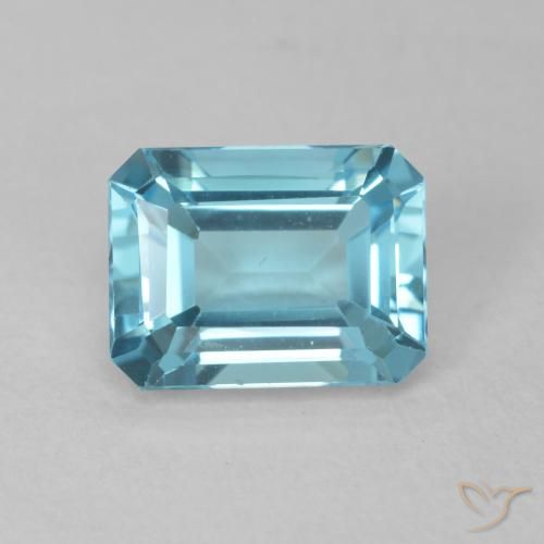 2.07ct Натуральный Светло-синий Топаз, Изумрудная огранка, Чистота VVS