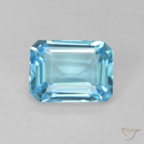 2.08ct Натуральный Свисс-Блю Топаз, Изумрудная огранка, Чистота VVS