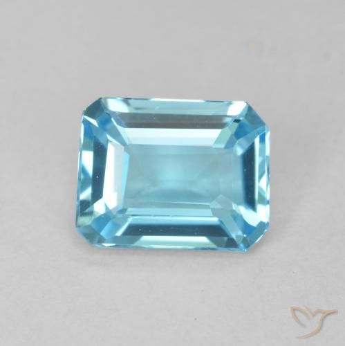 1.70ct Натуральный Свисс-Блю Топаз, Изумрудная огранка, Чистота VVS