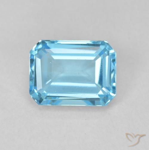 2.11ct Натуральный Свисс-Блю Топаз, Изумрудная огранка, Чистота VVS