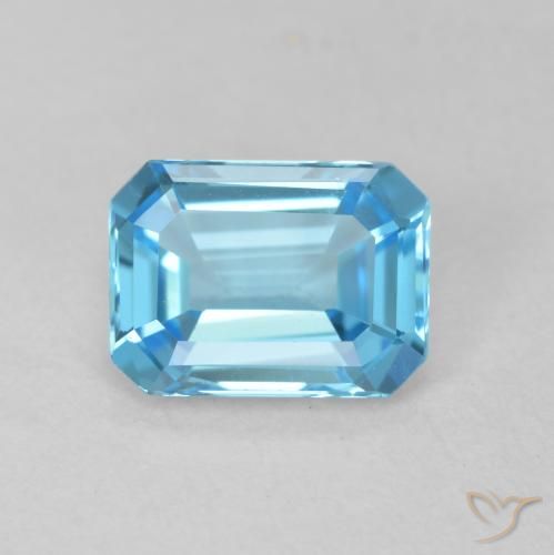 1.80ct Натуральный Свисс-Блю Топаз, Изумрудная огранка, Чистота VVS