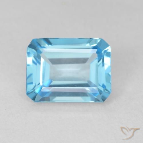 2.08ct Натуральный Свисс-Блю Топаз, Изумрудная огранка, Чистота VVS