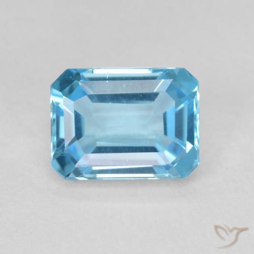 2.06ct Натуральный Свисс-Блю Топаз, Изумрудная огранка, Чистота VVS