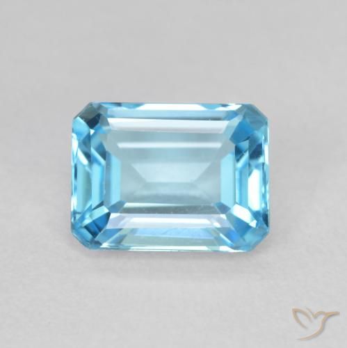 1.99ct Натуральный Свисс-Блю Топаз, Изумрудная огранка, Чистота VVS