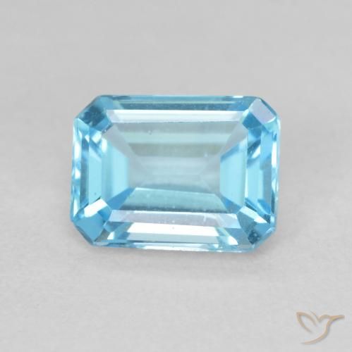 2.12ct Натуральный Свисс-Блю Топаз, Изумрудная огранка, Чистота VVS