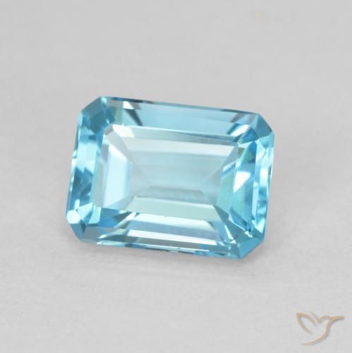 1.84ct Натуральный Свисс-Блю Топаз, Изумрудная огранка, Чистота VVS
