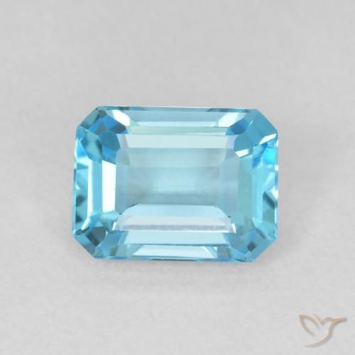 1.86ct Натуральный Свисс-Блю Топаз, Изумрудная огранка, Чистота VVS