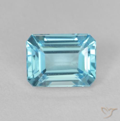2.00ct Натуральный Светло-голубой Топаз, Изумрудная огранка, Чистота VVS