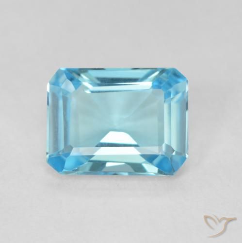 1.68ct Натуральный Свисс-Блю Топаз, Изумрудная огранка, Чистота VVS
