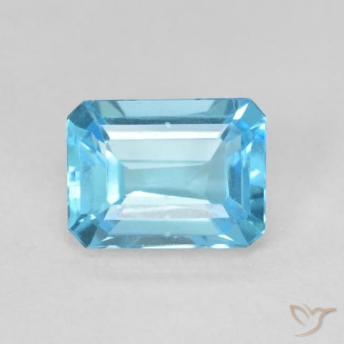 1.87ct Натуральный Свисс-Блю Топаз, Изумрудная огранка, Чистота VVS