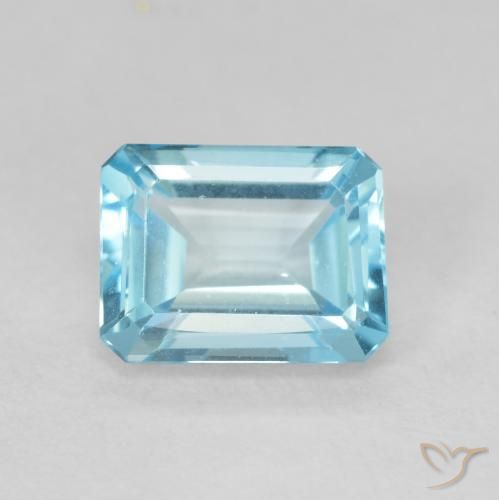 1.97ct Натуральный Светло-синий Топаз, Изумрудная огранка, Чистота VVS