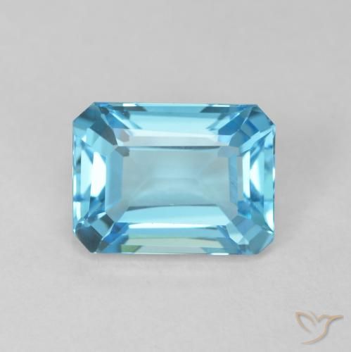 2.02ct Натуральный Свисс-Блю Топаз, Изумрудная огранка, Чистота VVS