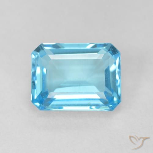 2.17ct Натуральный Свисс-Блю Топаз, Изумрудная огранка, Чистота VVS