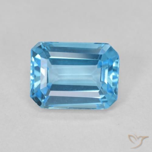 1.97ct Натуральный Свисс-Блю Топаз, Изумрудная огранка, VVS-VS