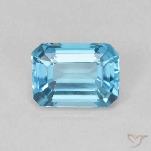 2.00ct Натуральный Свисс-Блю Топаз, Изумрудная огранка, VVS-VS