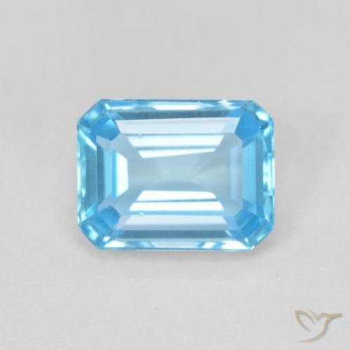 1.82ct Натуральный Свисс-Блю Топаз, Изумрудная огранка, VVS-VS