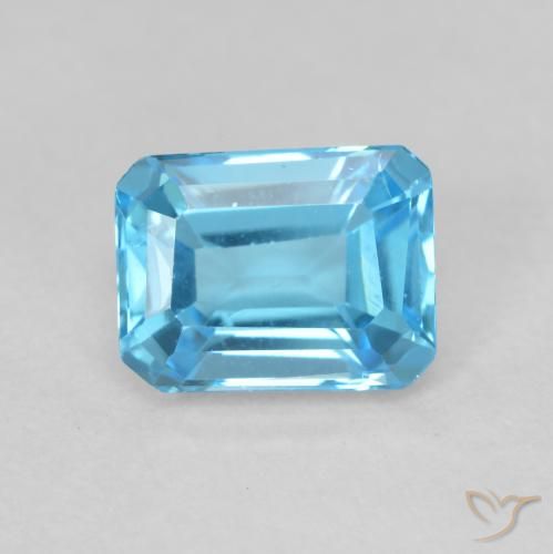 2.05ct Натуральный Свисс-Блю Топаз, Изумрудная огранка, VVS-VS