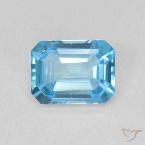 1.76ct Натуральный Свисс-Блю Топаз, Изумрудная огранка, VVS-VS