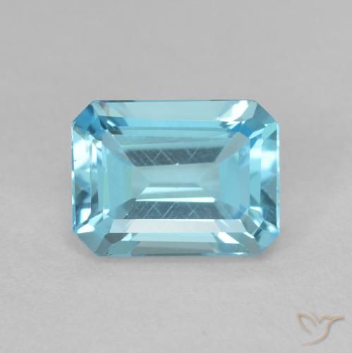 2.08ct Натуральный Светло-синий Топаз, Изумрудная огранка, VVS-VS