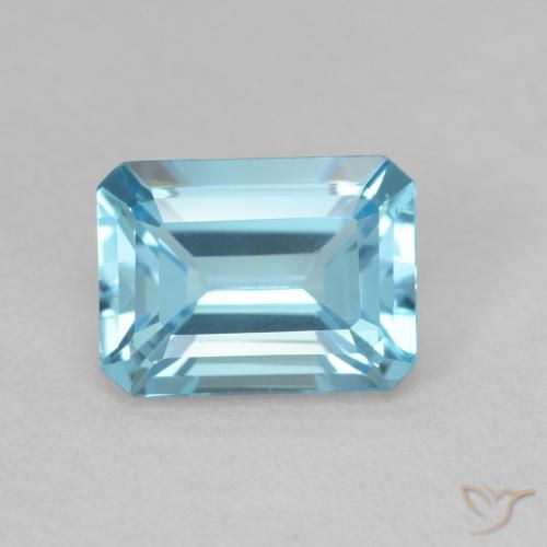 2.02ct Натуральный Светло-синий Топаз, Изумрудная огранка, VVS-VS