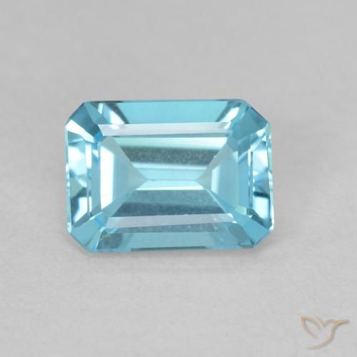 1.68ct Натуральный Светло-синий Топаз, Изумрудная огранка, VVS-VS