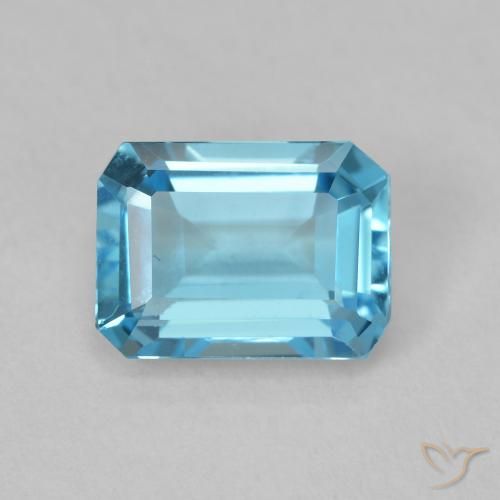 2.00ct Натуральный Свисс-Блю Топаз, Изумрудная огранка, VVS-VS