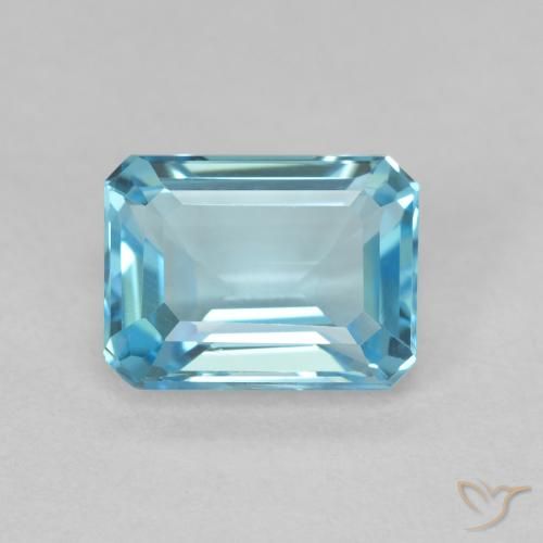 2.08ct Натуральный Светло-синий Топаз, Изумрудная огранка, VVS-VS