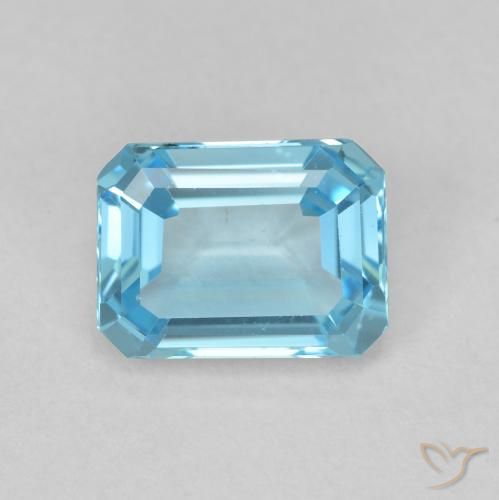 2.00ct Натуральный Свисс-Блю Топаз, Изумрудная огранка, VVS-VS