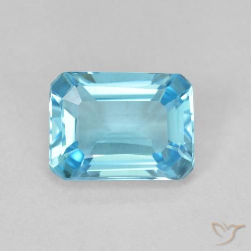 1.91ct Натуральный Светло-голубой Топаз, Изумрудная огранка, VVS-VS