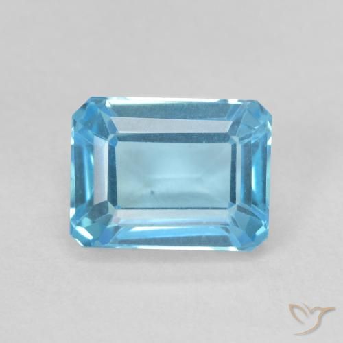 2.23ct Натуральный Свисс-Блю Топаз, Изумрудная огранка, Чистота VVS