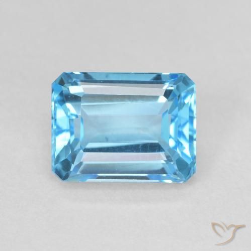 2.18ct Натуральный Свисс-Блю Топаз, Изумрудная огранка, Чистота VVS