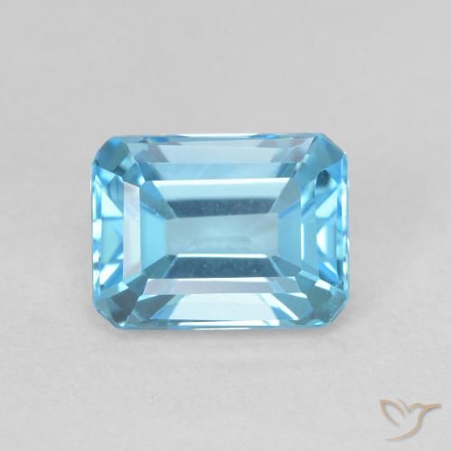 2.20ct Натуральный Свисс-Блю Топаз, Изумрудная огранка, Чистота VVS