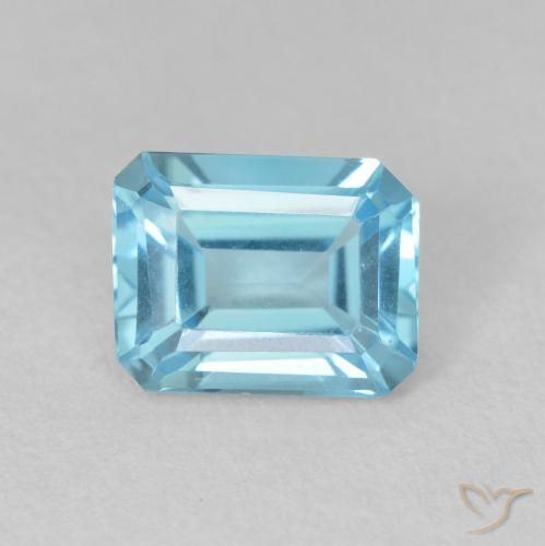 1.89ct Натуральный Свисс-Блю Топаз, Изумрудная огранка, Чистота VVS