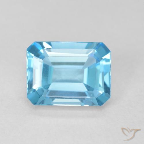 2.01ct Натуральный Свисс-Блю Топаз, Изумрудная огранка, Полупрозрачный