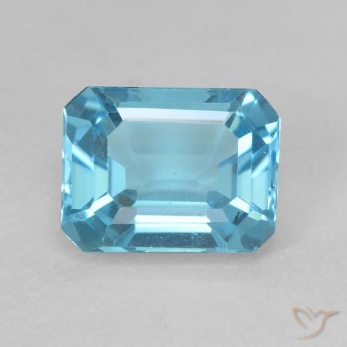 2.19ct Натуральный Свисс-Блю Топаз, Изумрудная огранка, Чистота VVS