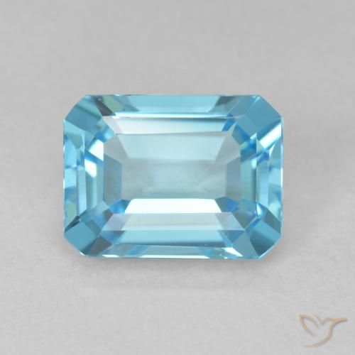 1.93ct Натуральный Свисс-Блю Топаз, Изумрудная огранка, Чистота VVS