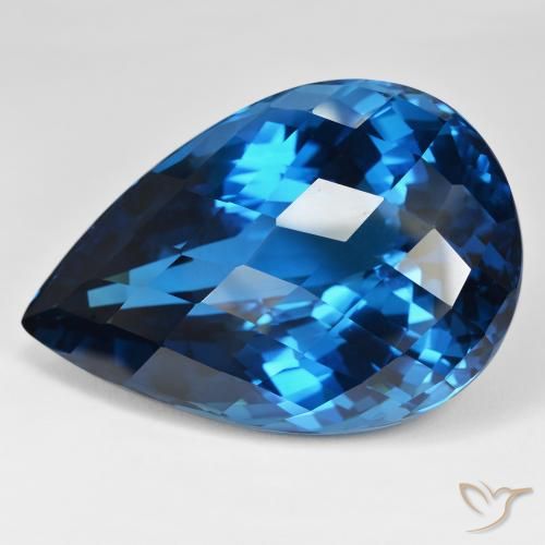 215.16ct Натуральный Лондон-Блю Топаз, Форма груши, Чистота VVS