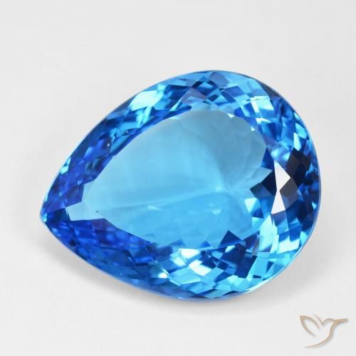 55.81ct Натуральный Глубокий лазурно-синий Топаз, Форма груши, IF