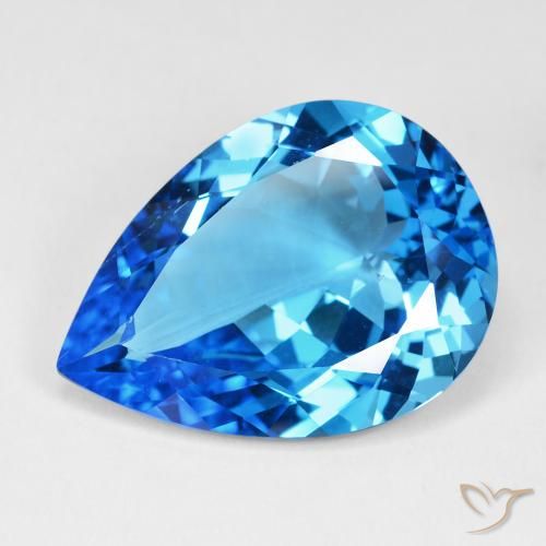 29.39ct Натуральный Глубокий швейцарский синий Топаз, Форма груши, Чистота VS