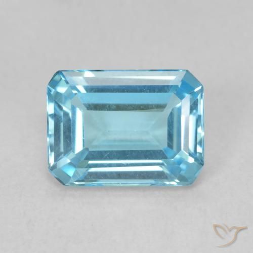 1.90ct Натуральный Свисс-Блю Топаз, Изумрудная огранка, VVS-VS