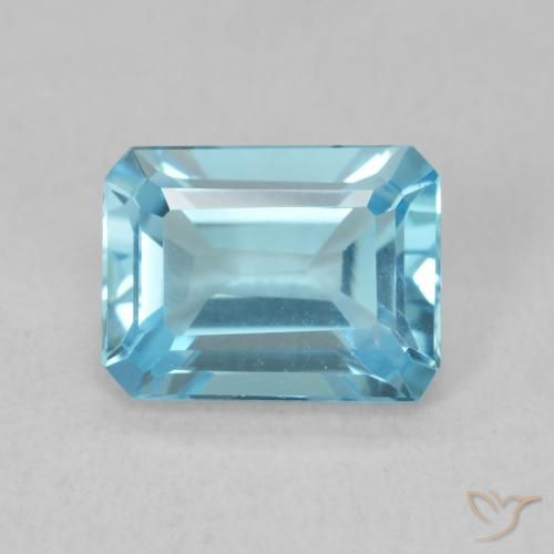 1.90ct Натуральный Свисс-Блю Топаз, Изумрудная огранка, Чистота VVS