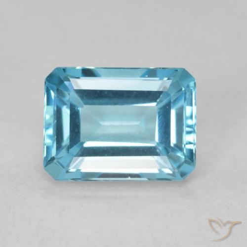 1.93ct Натуральный Свисс-Блю Топаз, Изумрудная огранка, Чистота VVS