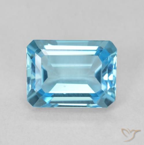 2.04ct Натуральный Свисс-Блю Топаз, Изумрудная огранка, Чистота VVS