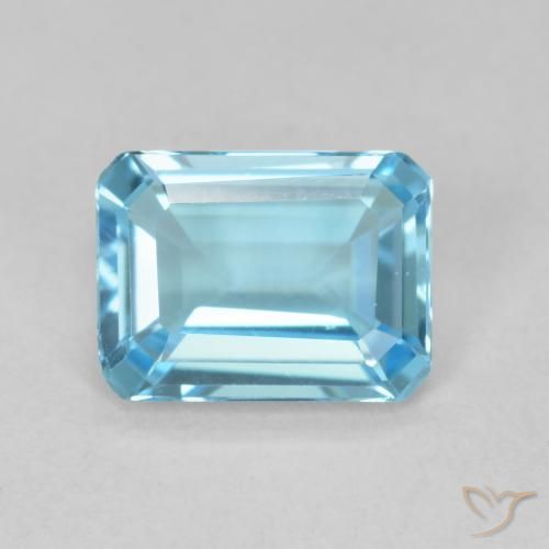 1.64ct Натуральный Свисс-Блю Топаз, Изумрудная огранка, Чистота VVS